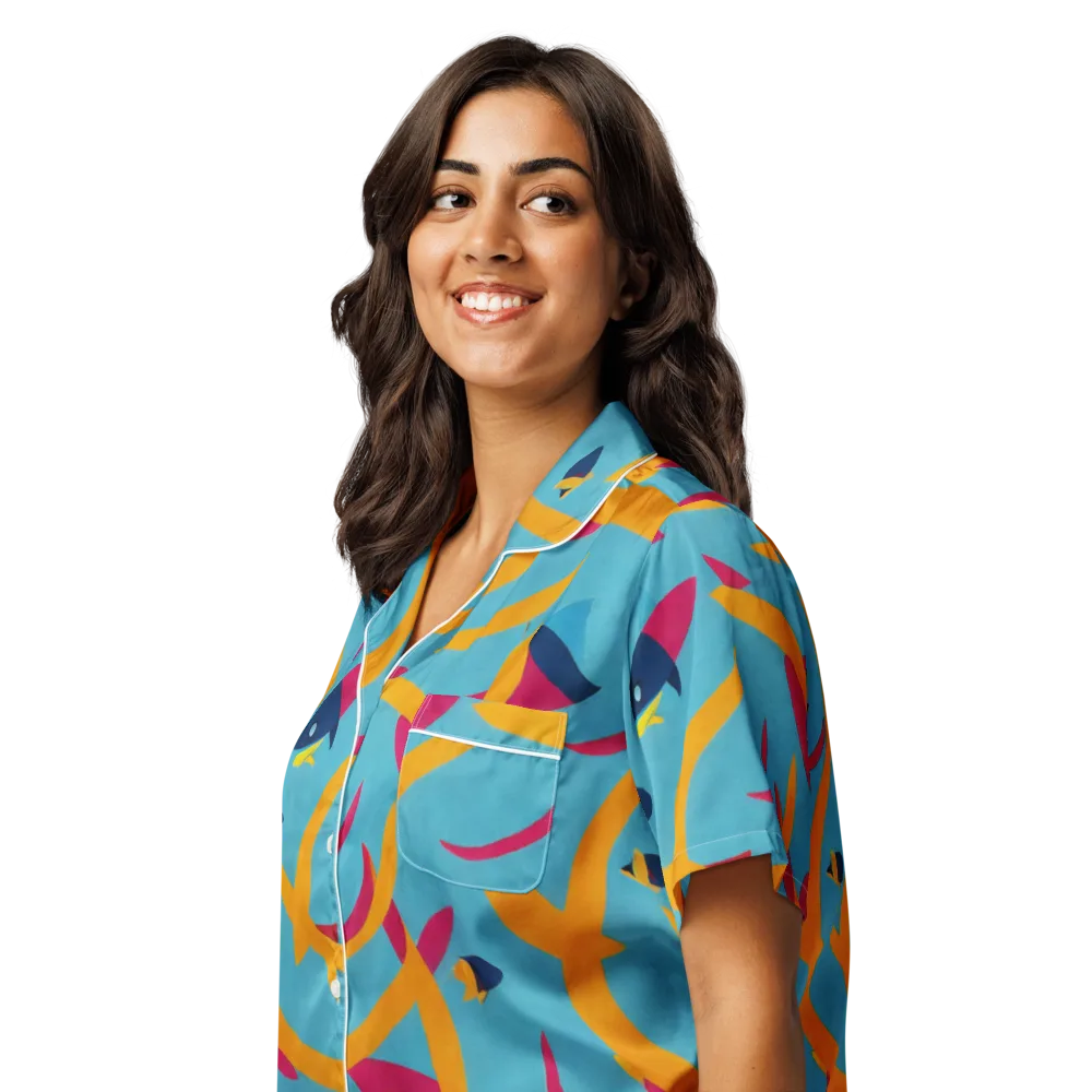Sunlit Shoal on Women's Short Sleeve Pajama Top — Left Front