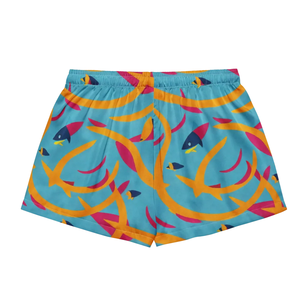 Sunlit Shoal on Women's Pajama Shorts — Back