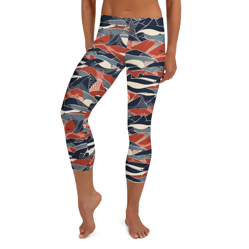 Redfin Rhapsody on Capri Leggings — Front