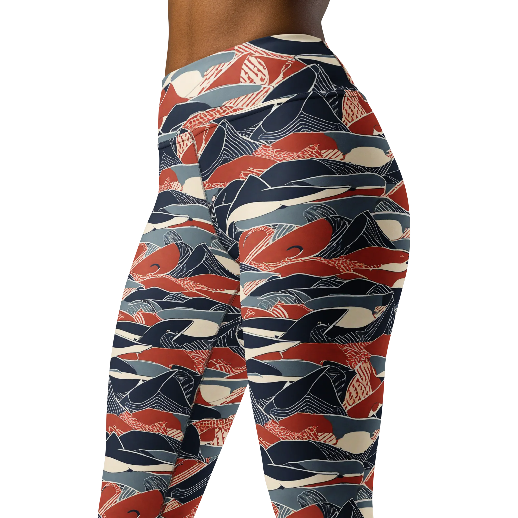 Redfin Rhapsody on Yoga Leggings — Left Front