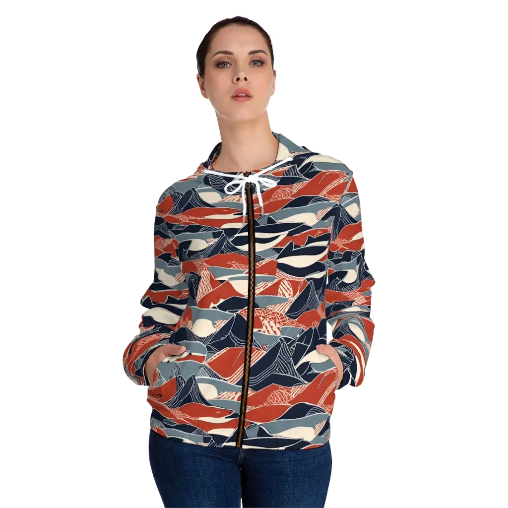 Redfin Rhapsody on Women's Full-Zip Hoodie — Front On Person