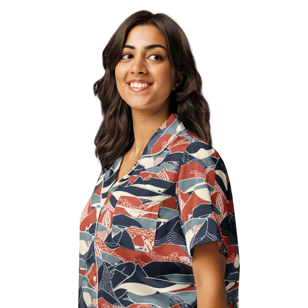 Redfin Rhapsody on Women's Short Sleeve Pajama Top — Left Front