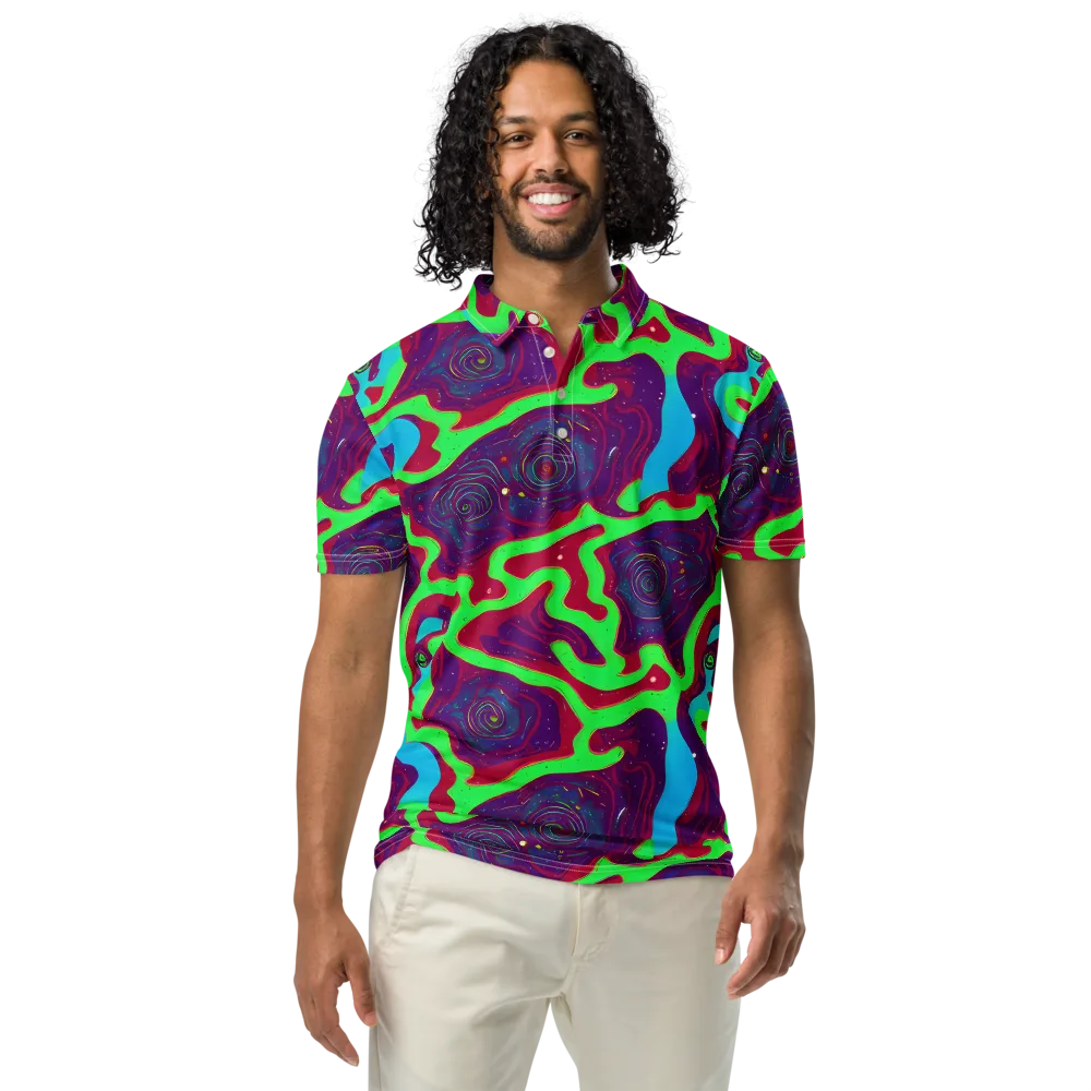 Neon Rose Riot on Men's Slim Fit Polo Shirt — Front