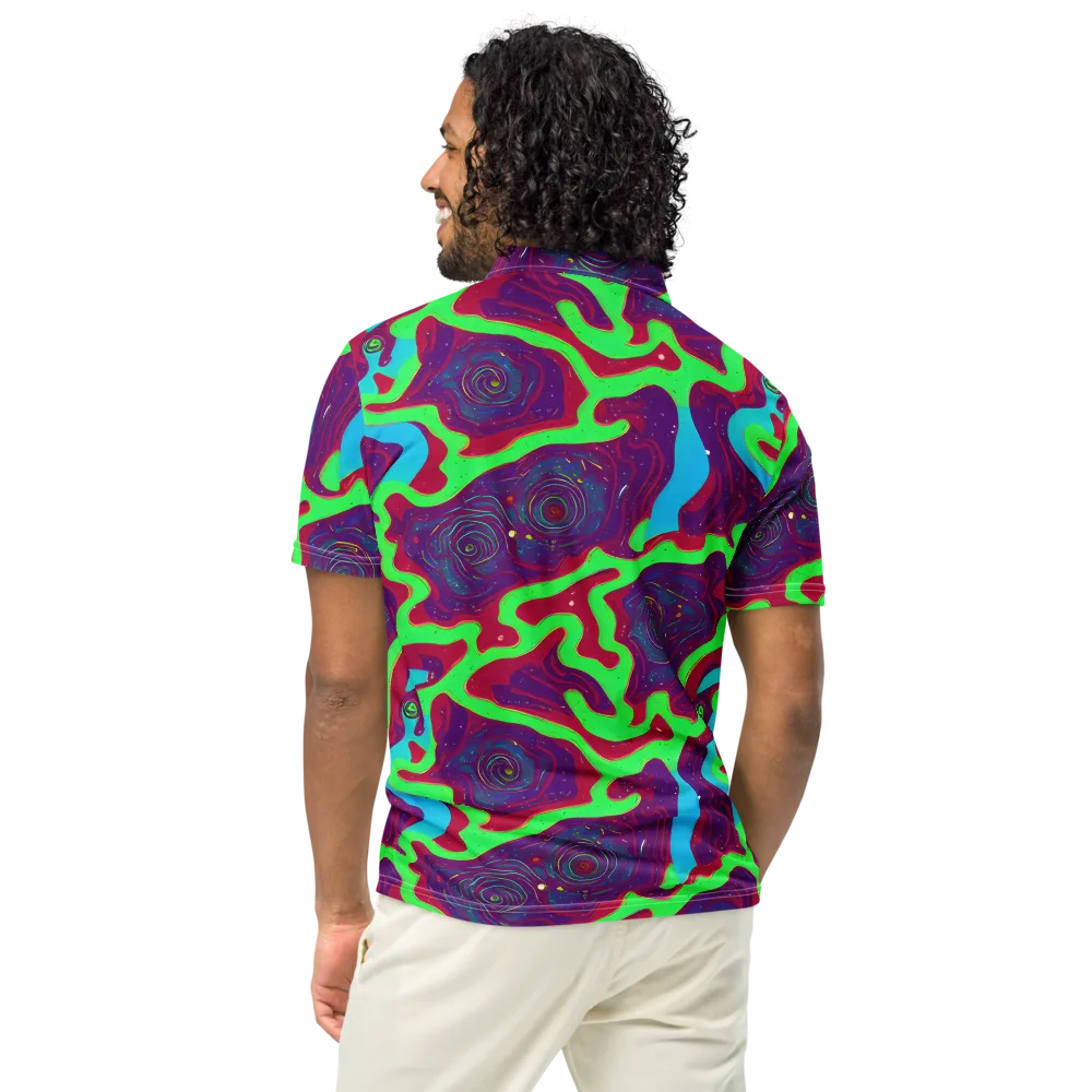 Neon Rose Riot on Men's Slim Fit Polo Shirt — Back
