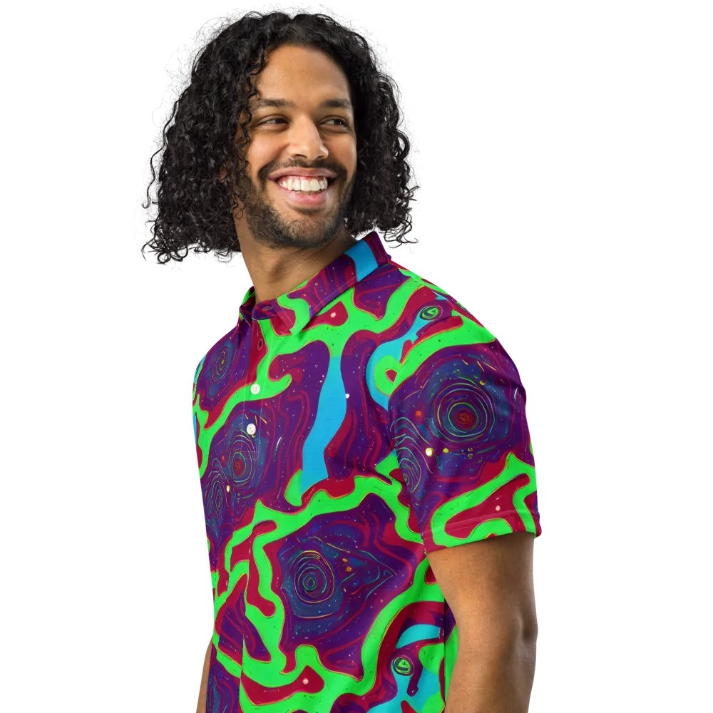 Neon Rose Riot on Men's Slim Fit Polo Shirt — Left Front