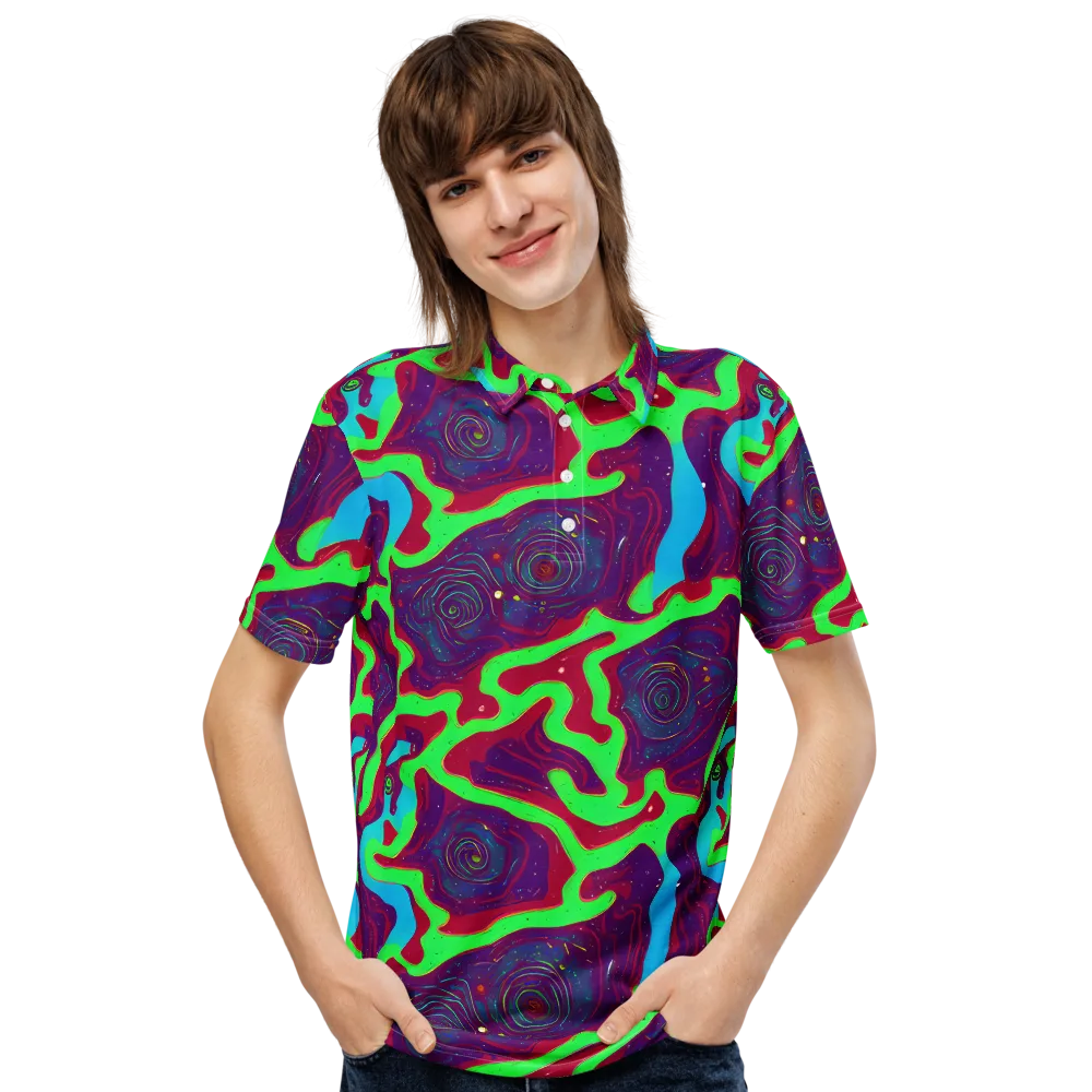 Neon Rose Riot on Men's Slim Fit Polo Shirt — Front