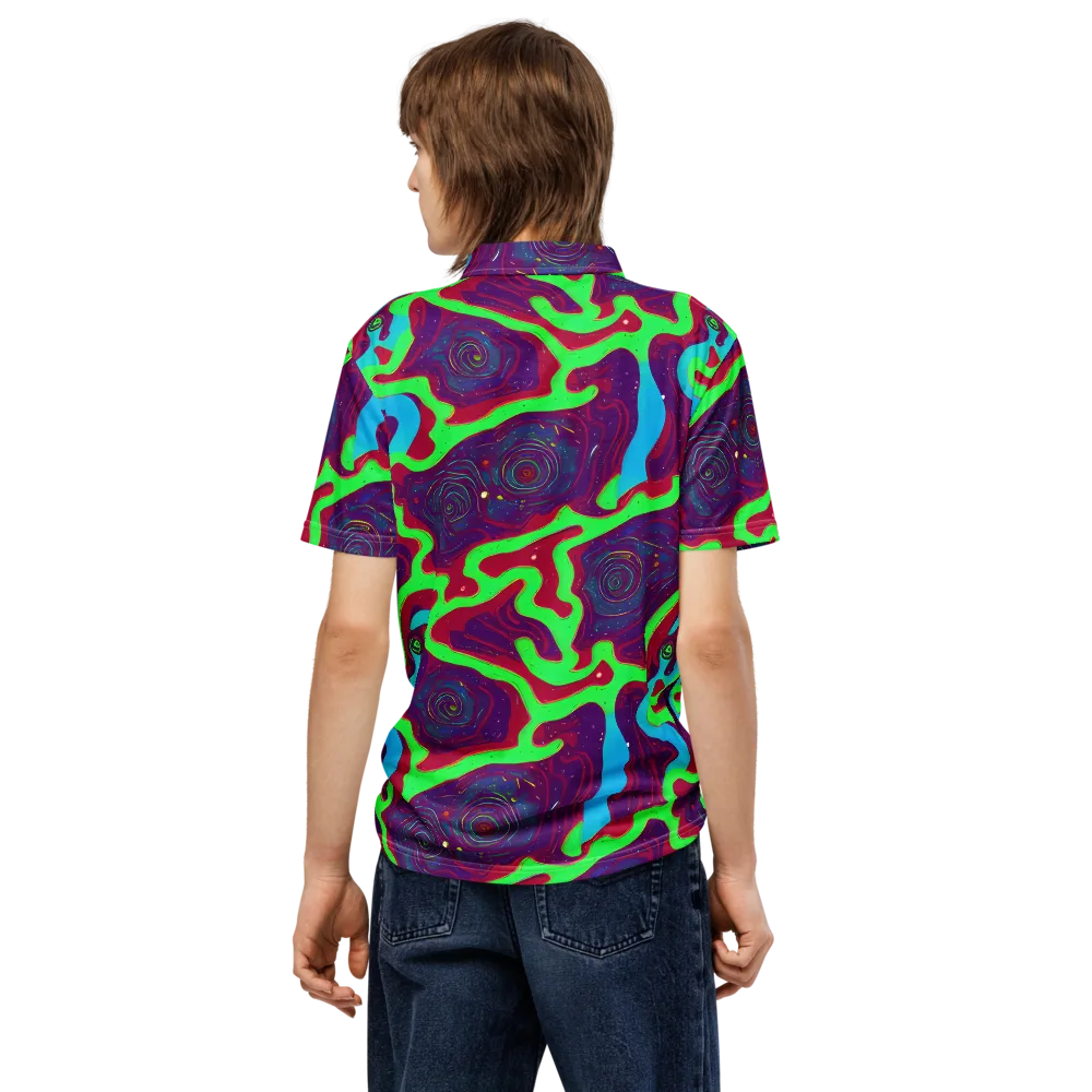 Neon Rose Riot on Men's Slim Fit Polo Shirt — Back