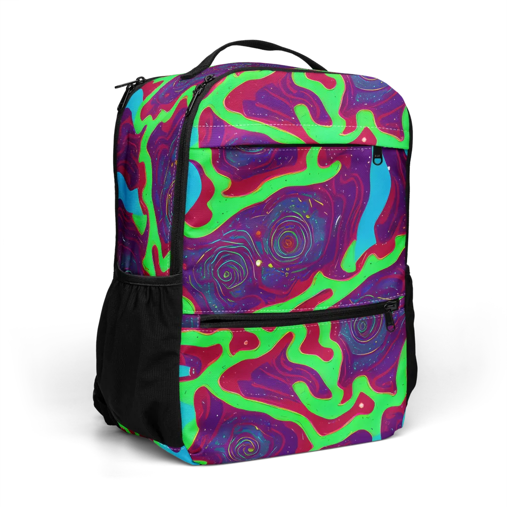 Neon Rose Riot on Utility Backpack — Right Front