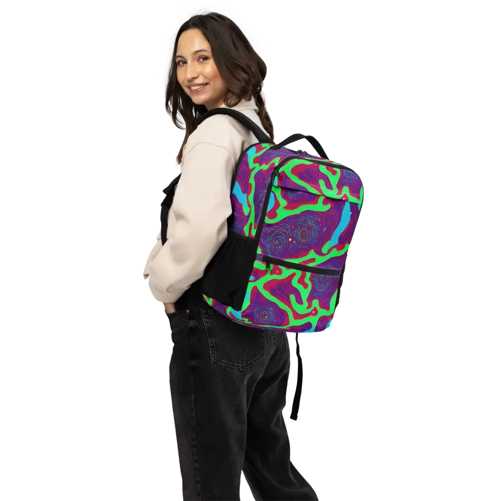 Neon Rose Riot on Utility Backpack — Back