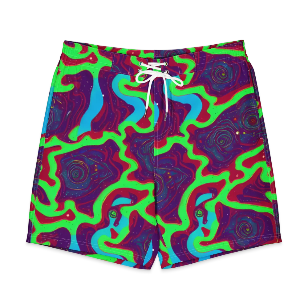 Neon Rose Riot on Men's Board Shorts — Front
