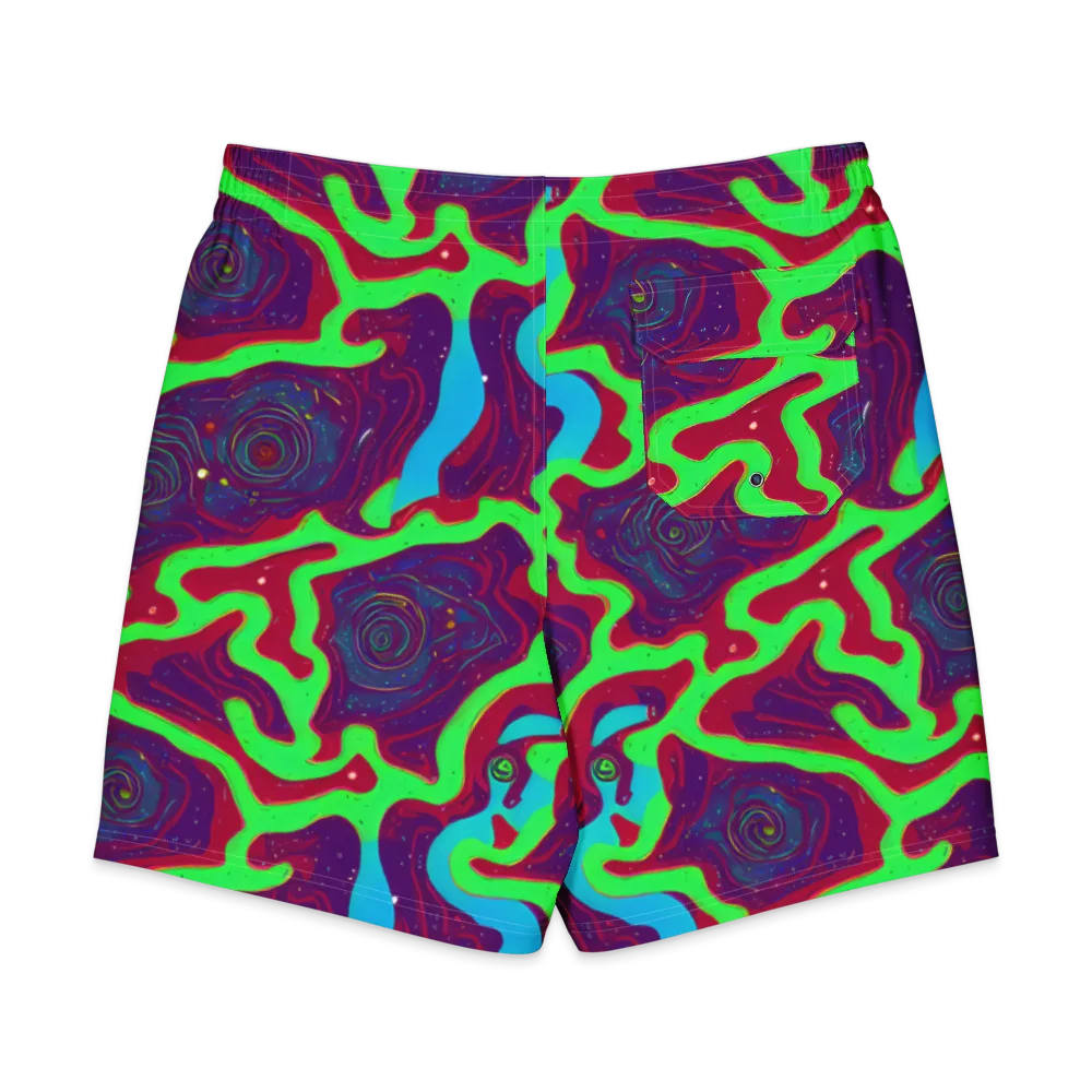 Neon Rose Riot on Men's Board Shorts — Back