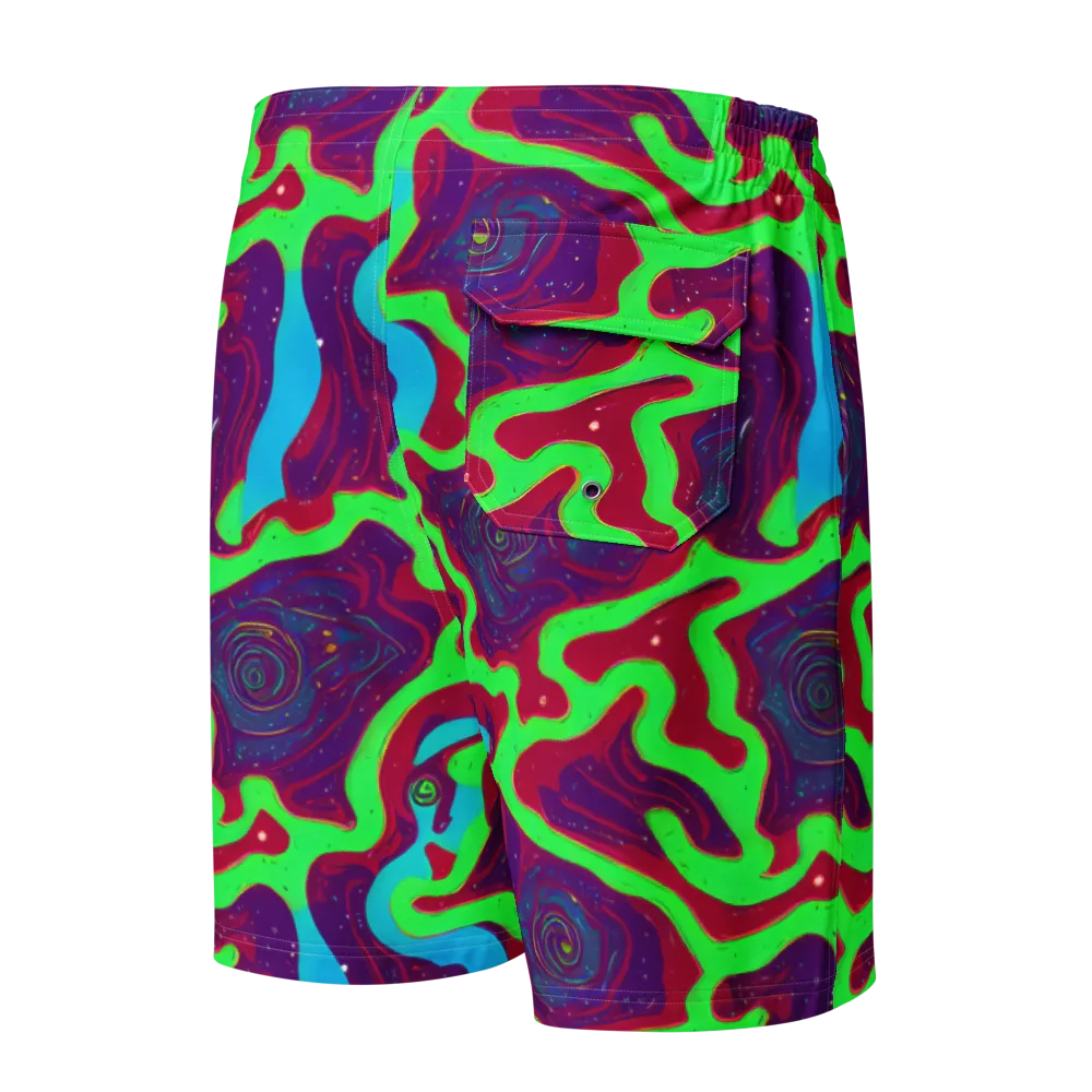 Neon Rose Riot on Men's Board Shorts — Back