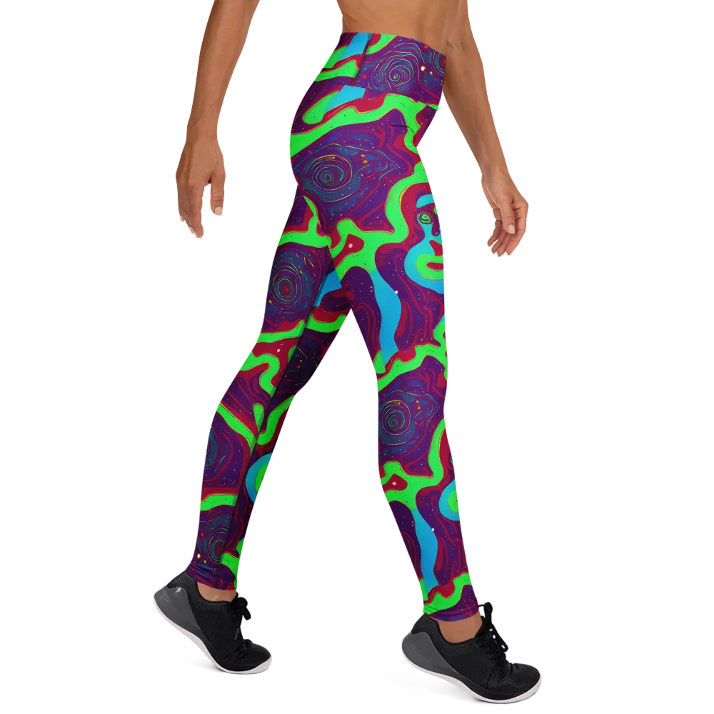 Neon Rose Riot on Yoga Leggings — Right