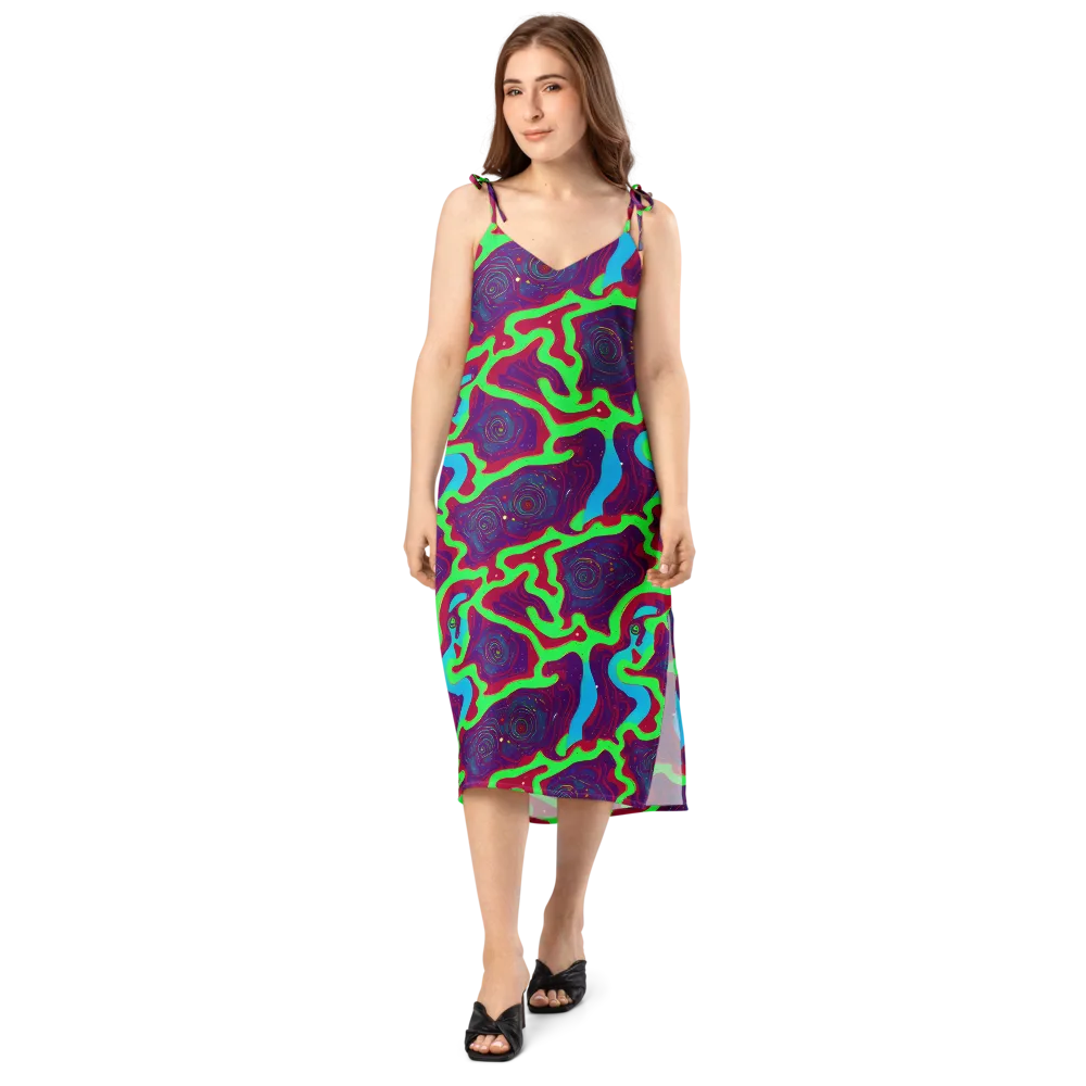 Neon Rose Riot on Slip Dress — Front