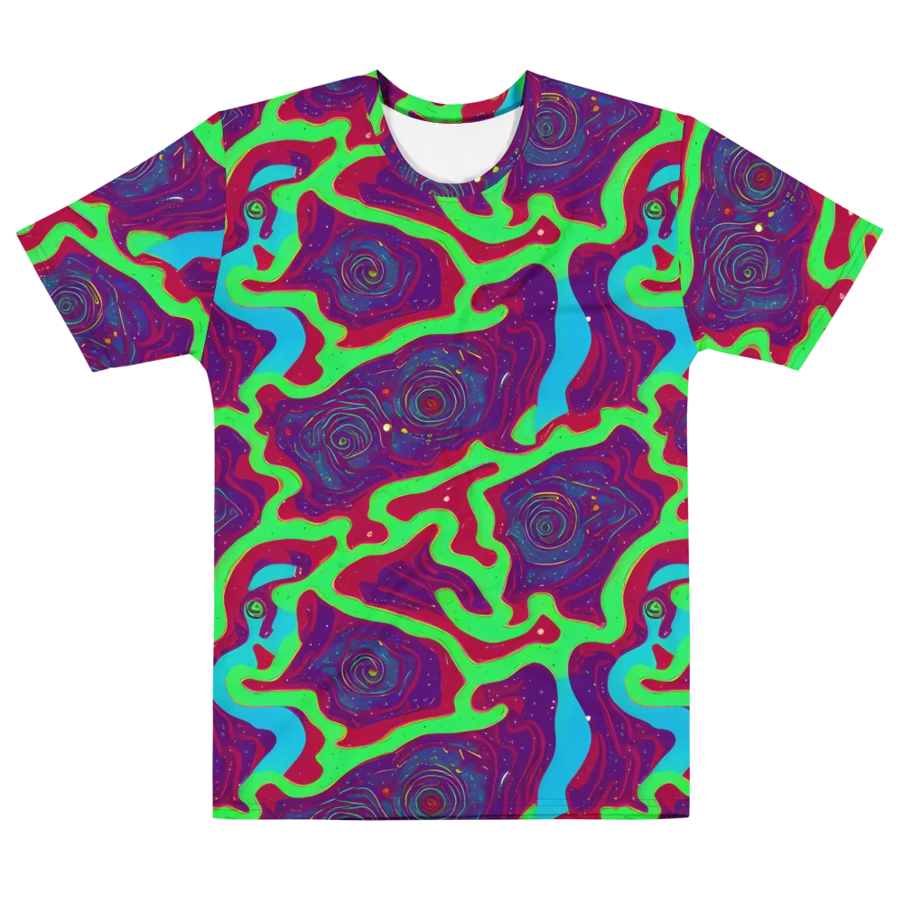 Neon Rose Riot on Men's Cotton Crew Neck T-Shirt — Front