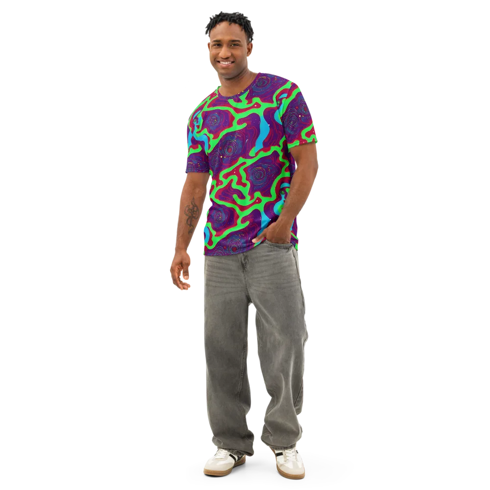 Neon Rose Riot on Men's Cotton Crew Neck T-Shirt — Front