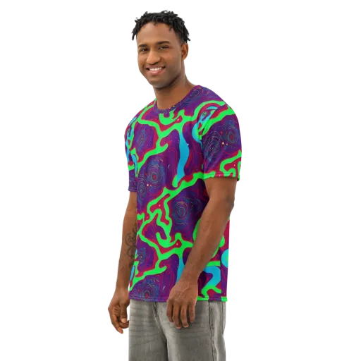 Neon Rose Riot on a Men's Cotton Crew Neck T-Shirt