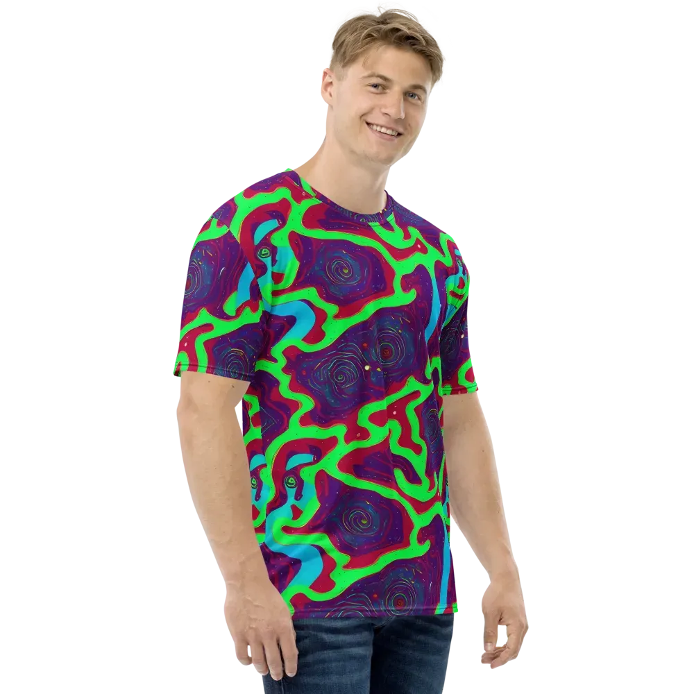 Neon Rose Riot on Men's Crew Neck T-Shirt — Right
