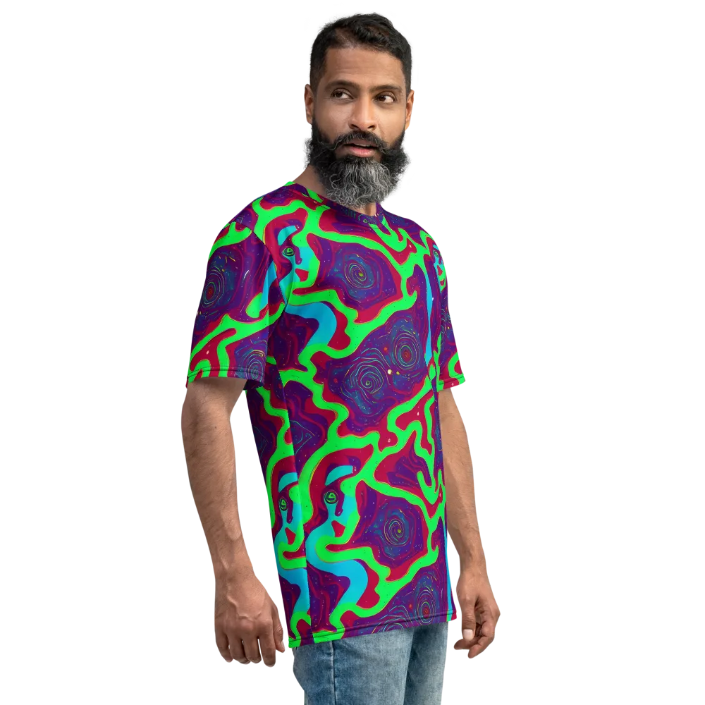 Neon Rose Riot on Men's Crew Neck T-Shirt — Right