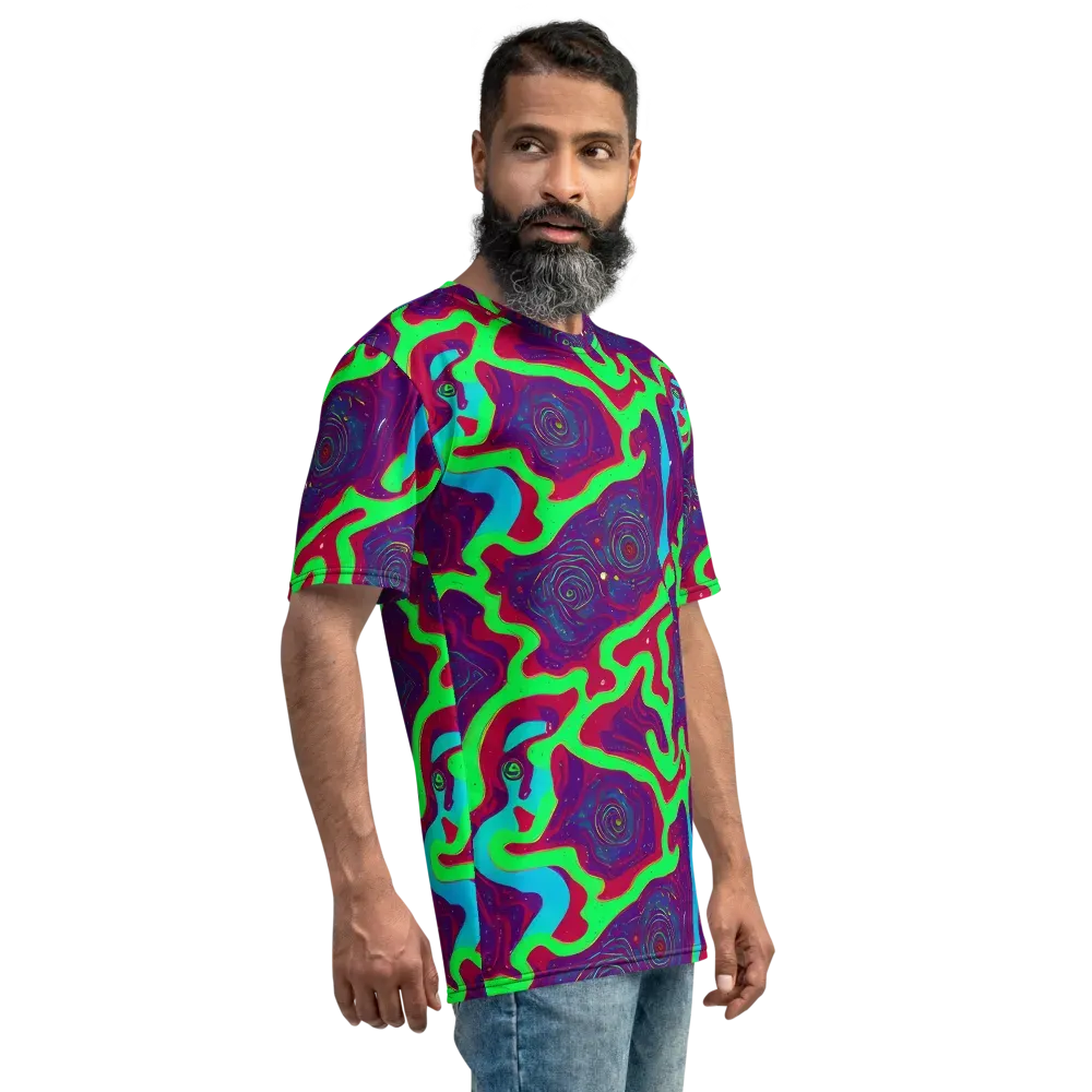Neon Rose Riot on Men's Crew Neck T-Shirt — Right