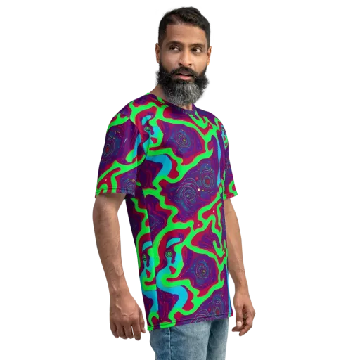 Neon Rose Riot on a Men's Crew Neck T-Shirt