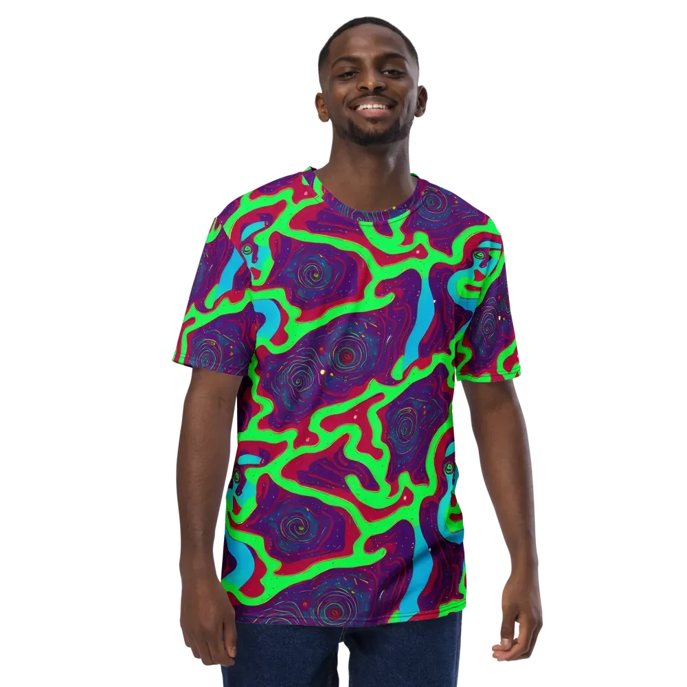 Neon Rose Riot on Men's Crew Neck T-Shirt — Front