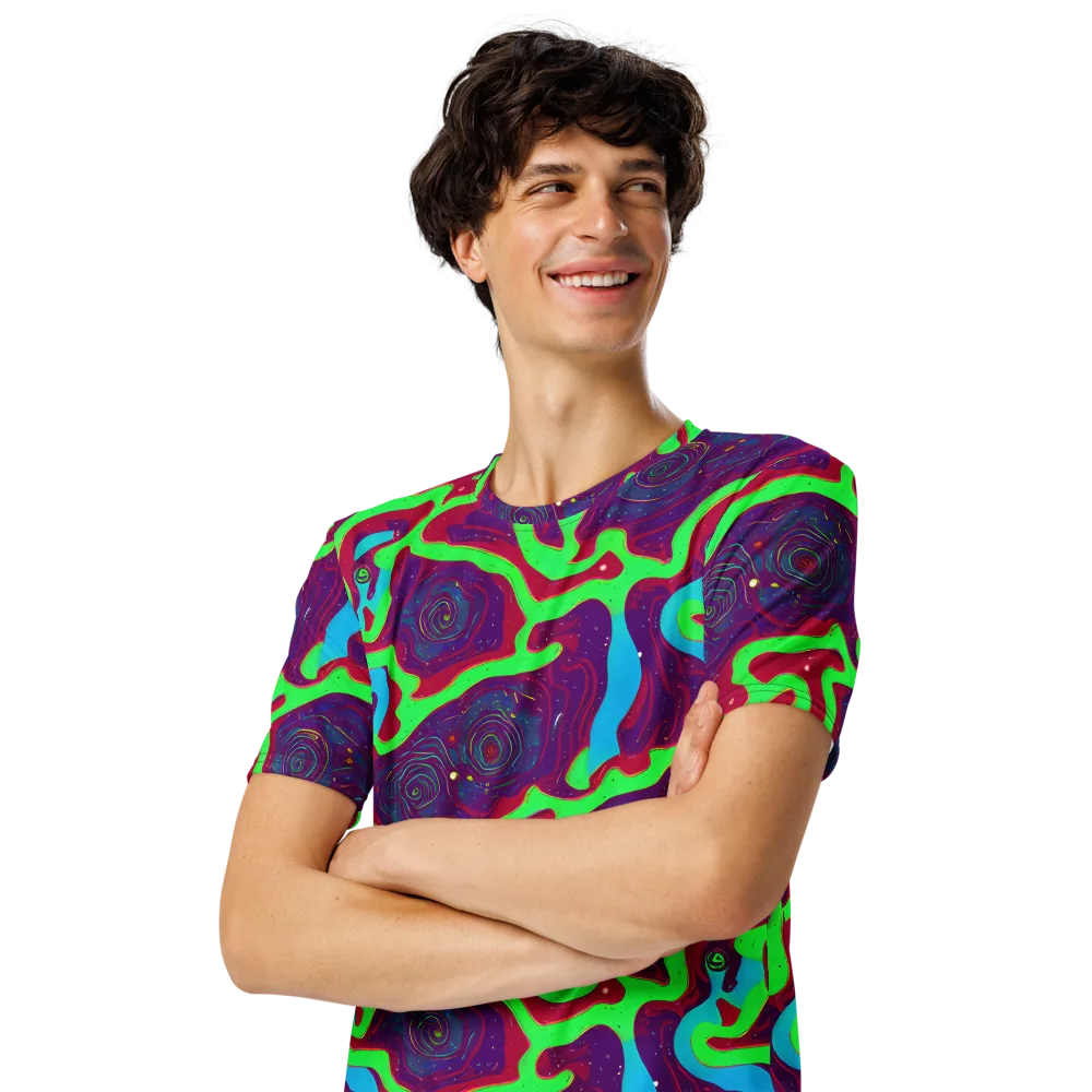 Neon Rose Riot on Men's Crew Neck T-Shirt — Left Front