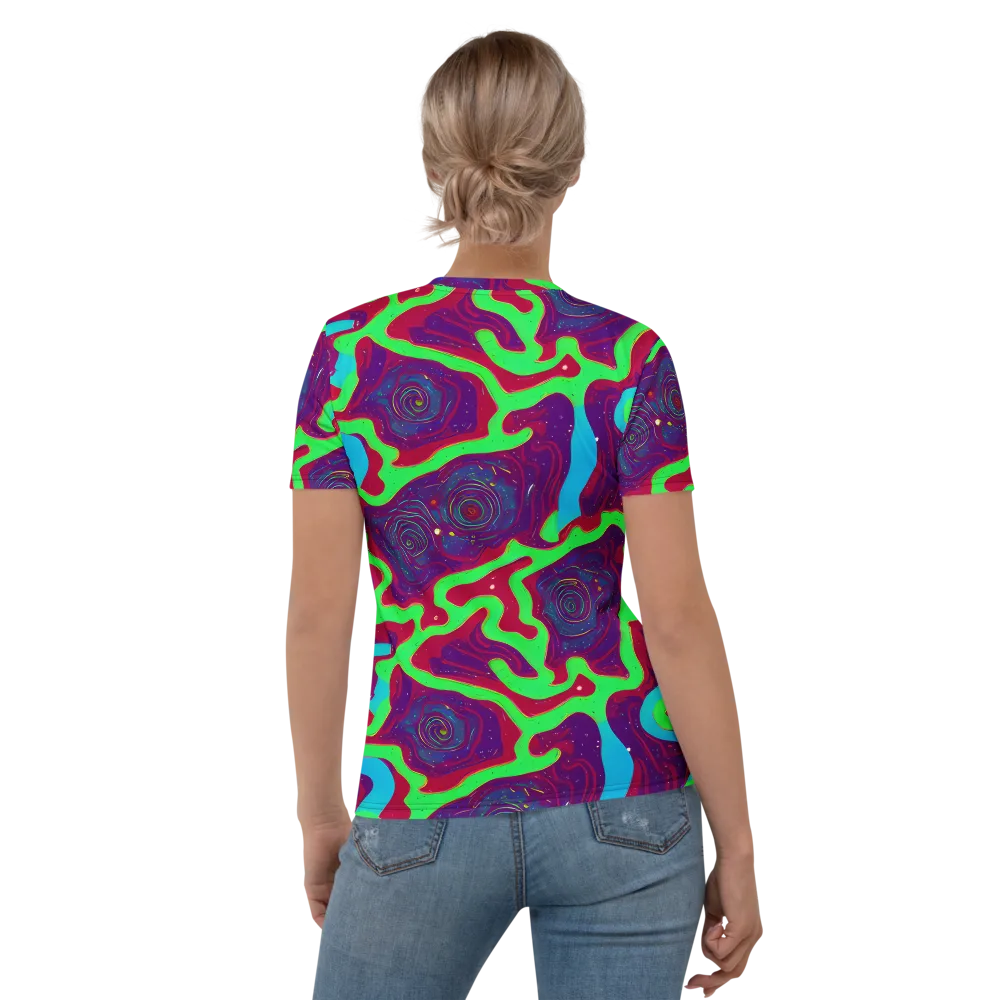 Neon Rose Riot on Women's Crew Neck T-Shirt — Back