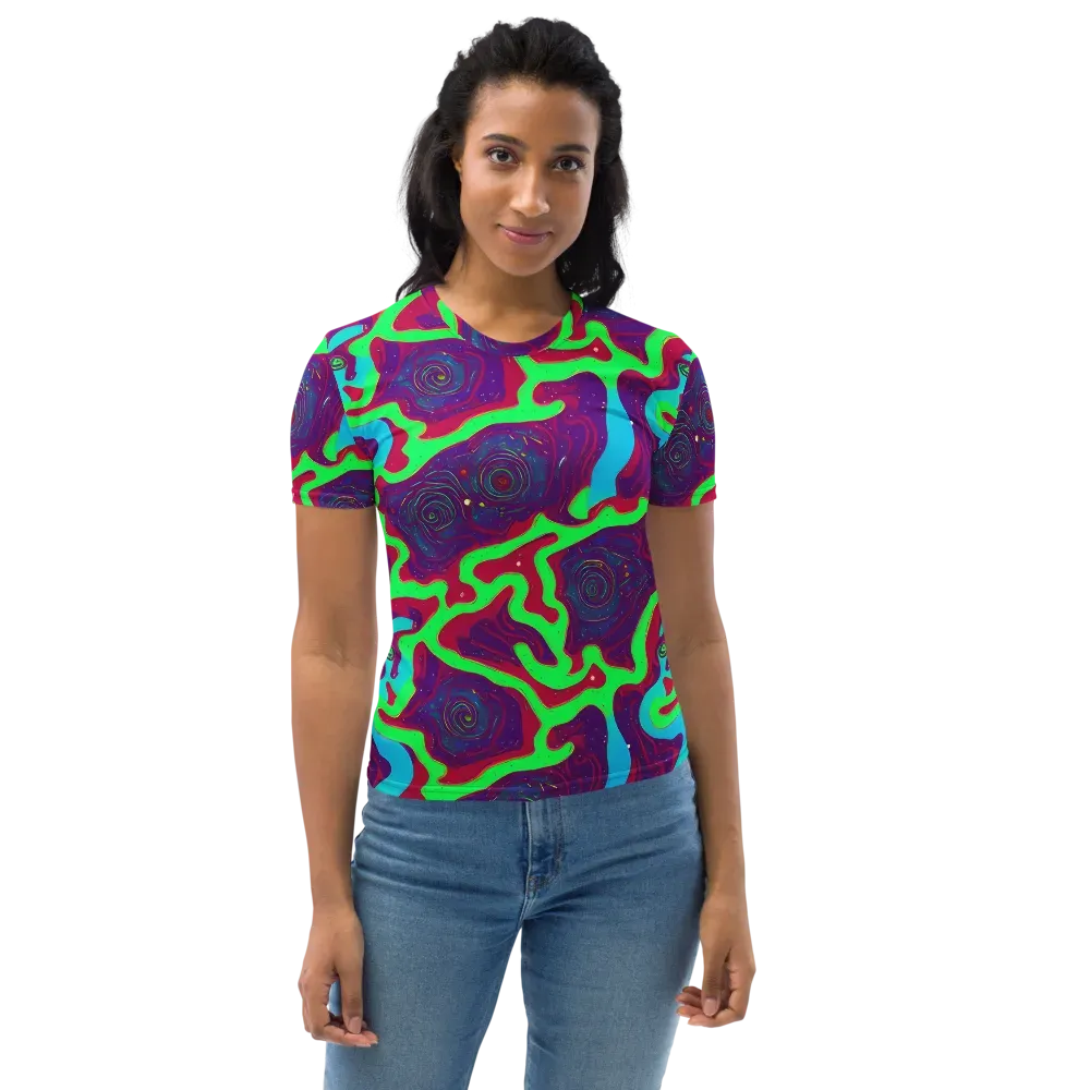 Neon Rose Riot on Women's Crew Neck T-Shirt — Front