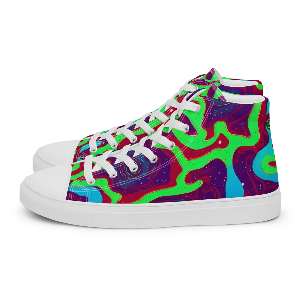 Neon Rose Riot on Women's High Top Canvas Shoes — Left