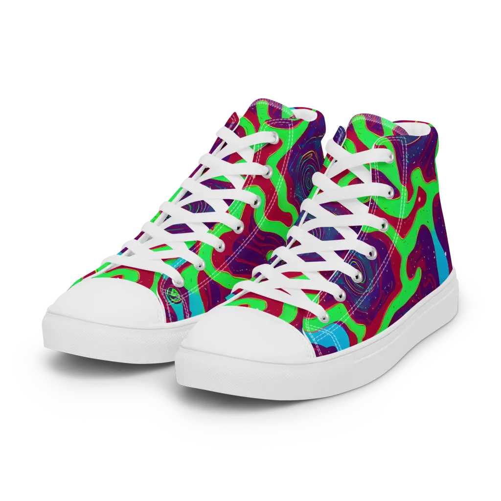 Neon Rose Riot on Women's High Top Canvas Shoes — Left Front