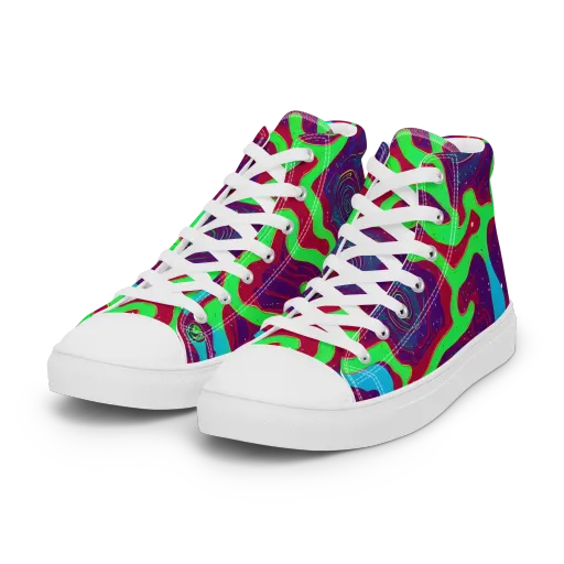 Neon Rose Riot on a Women's High Top Canvas Shoes