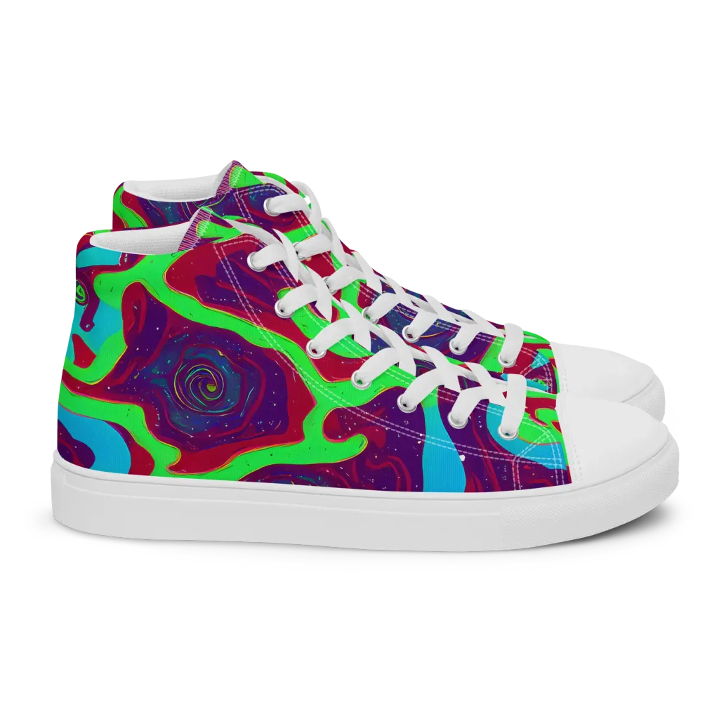 Neon Rose Riot on Women's High Top Canvas Shoes — Right