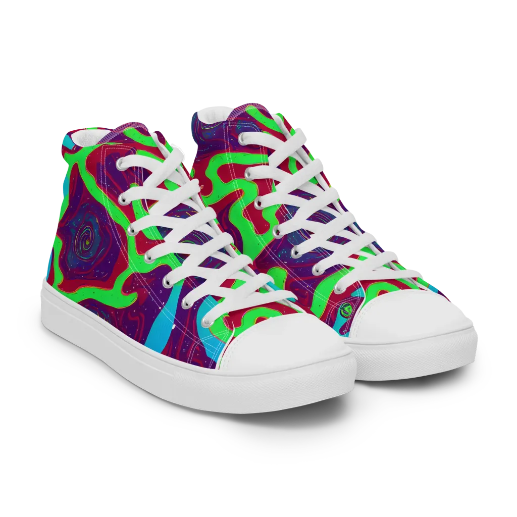 Neon Rose Riot on Women's High Top Canvas Shoes — Right Front
