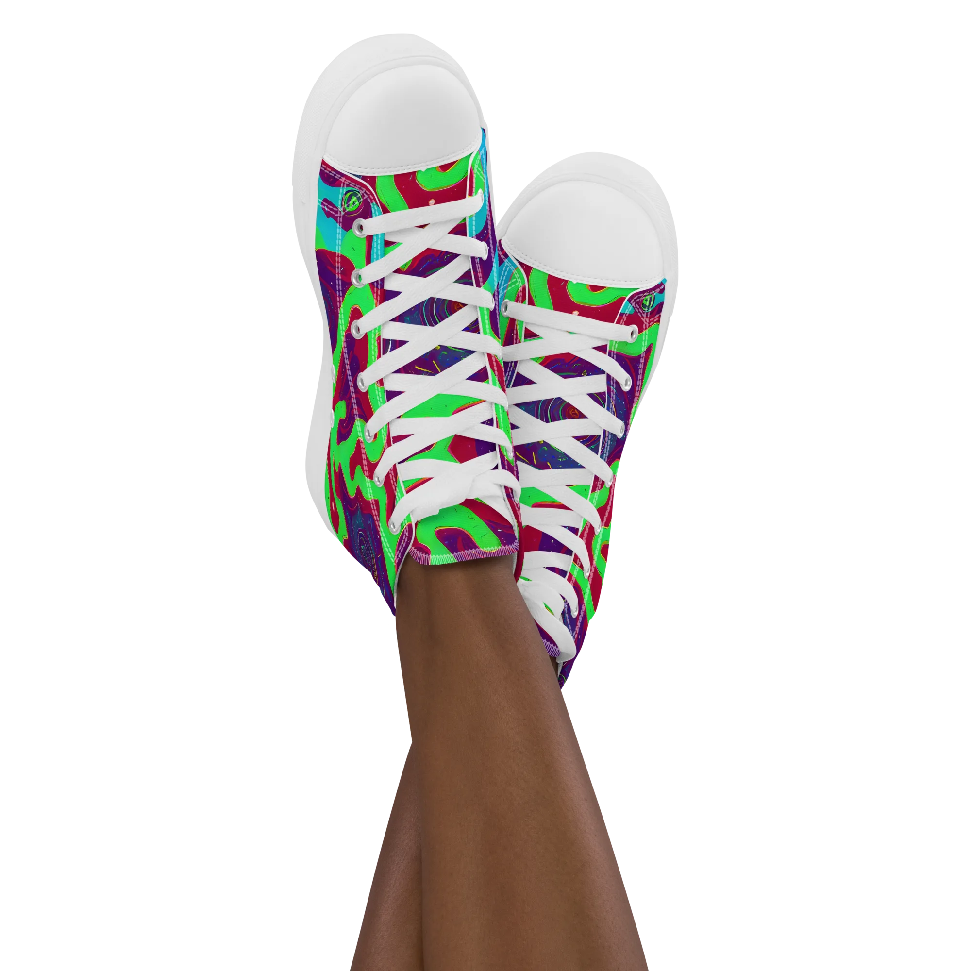 Neon Rose Riot on Women's High Top Canvas Shoes — Front