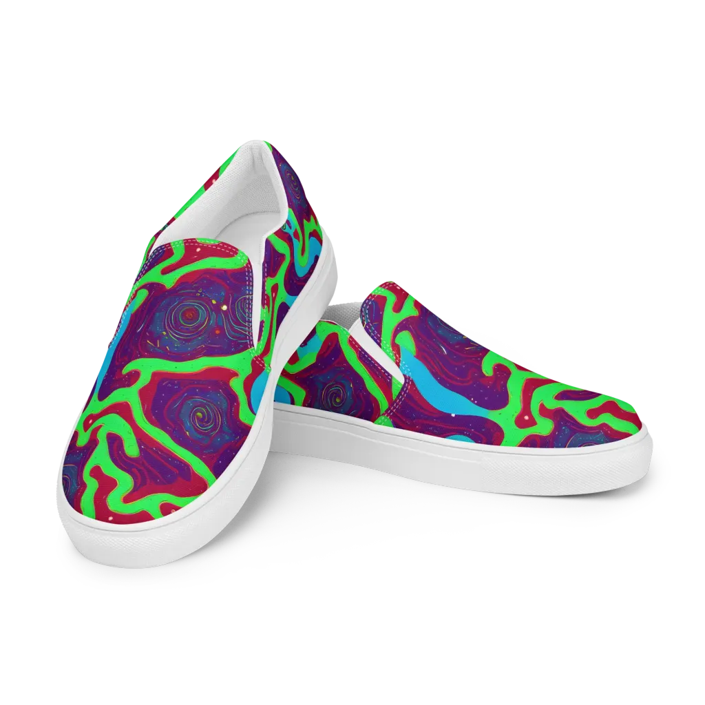 Neon Rose Riot on Men's Slip-On Canvas Shoes — Left Front