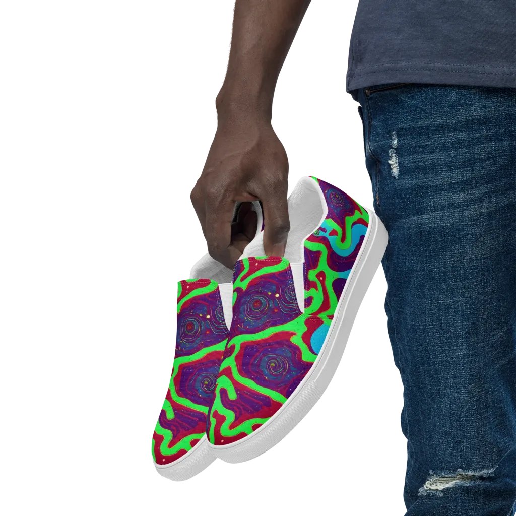 Neon Rose Riot on Men's Slip-On Canvas Shoes — Left Front