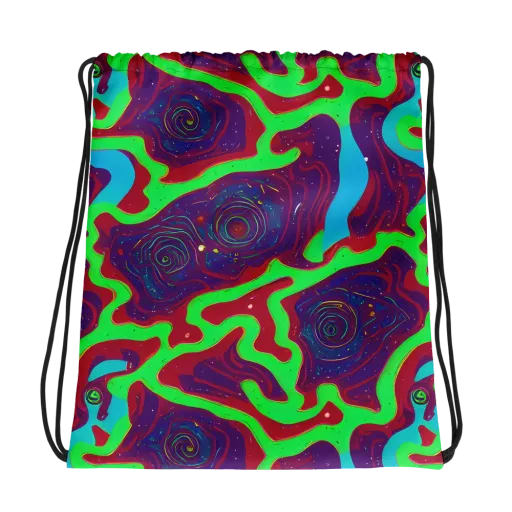 Neon Rose Riot on a Drawstring Bag