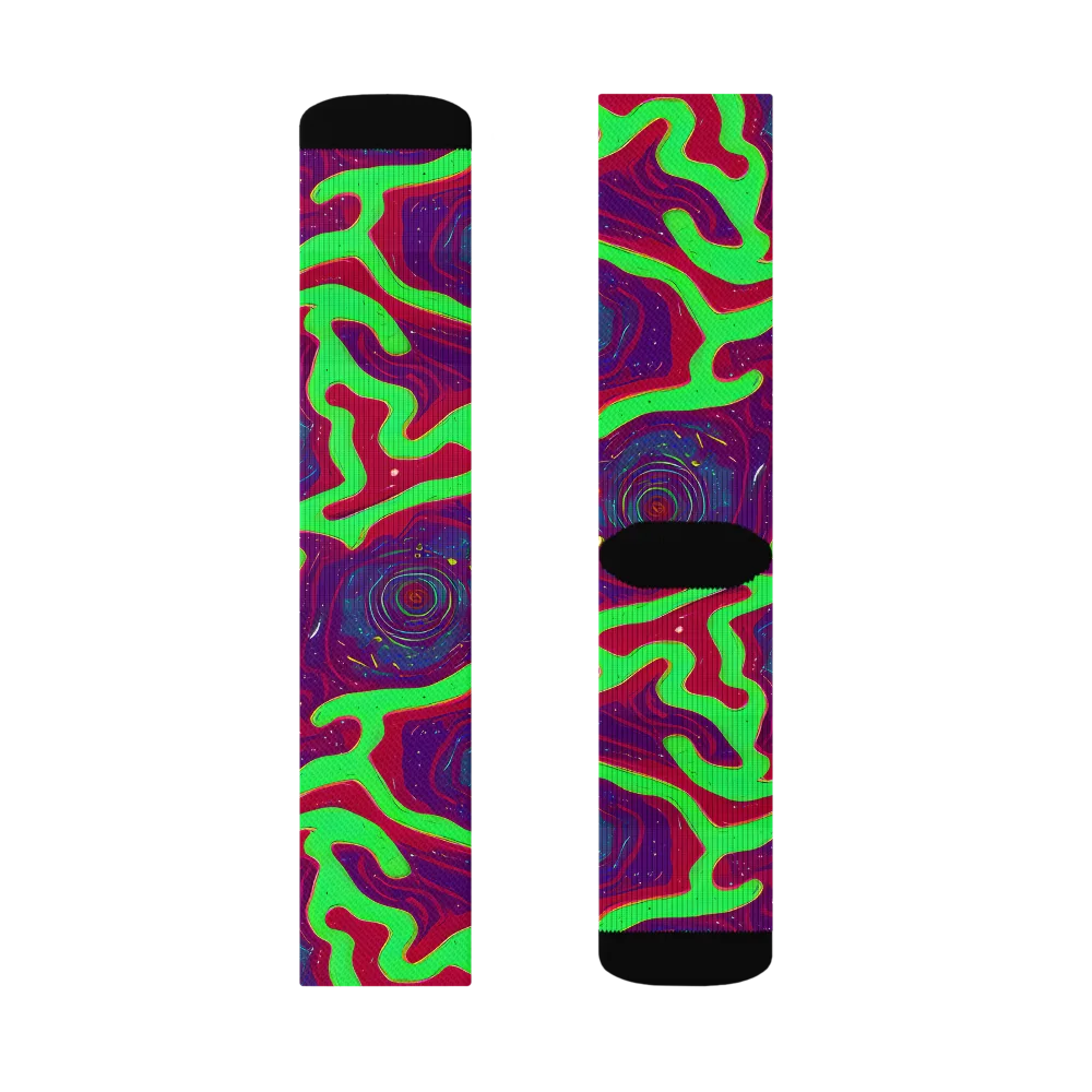 Neon Rose Riot on Socks — Left Sock