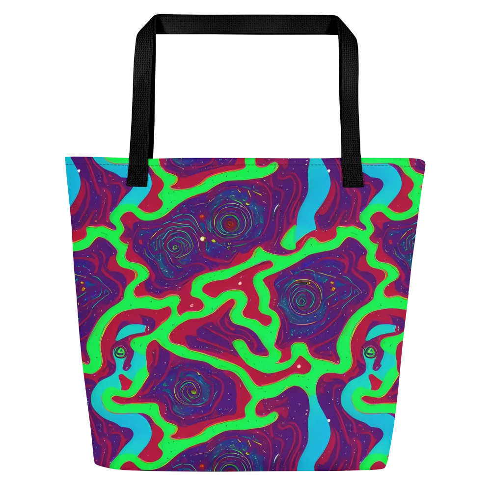 Neon Rose Riot on Large Tote Bag W/ Pocket — Front