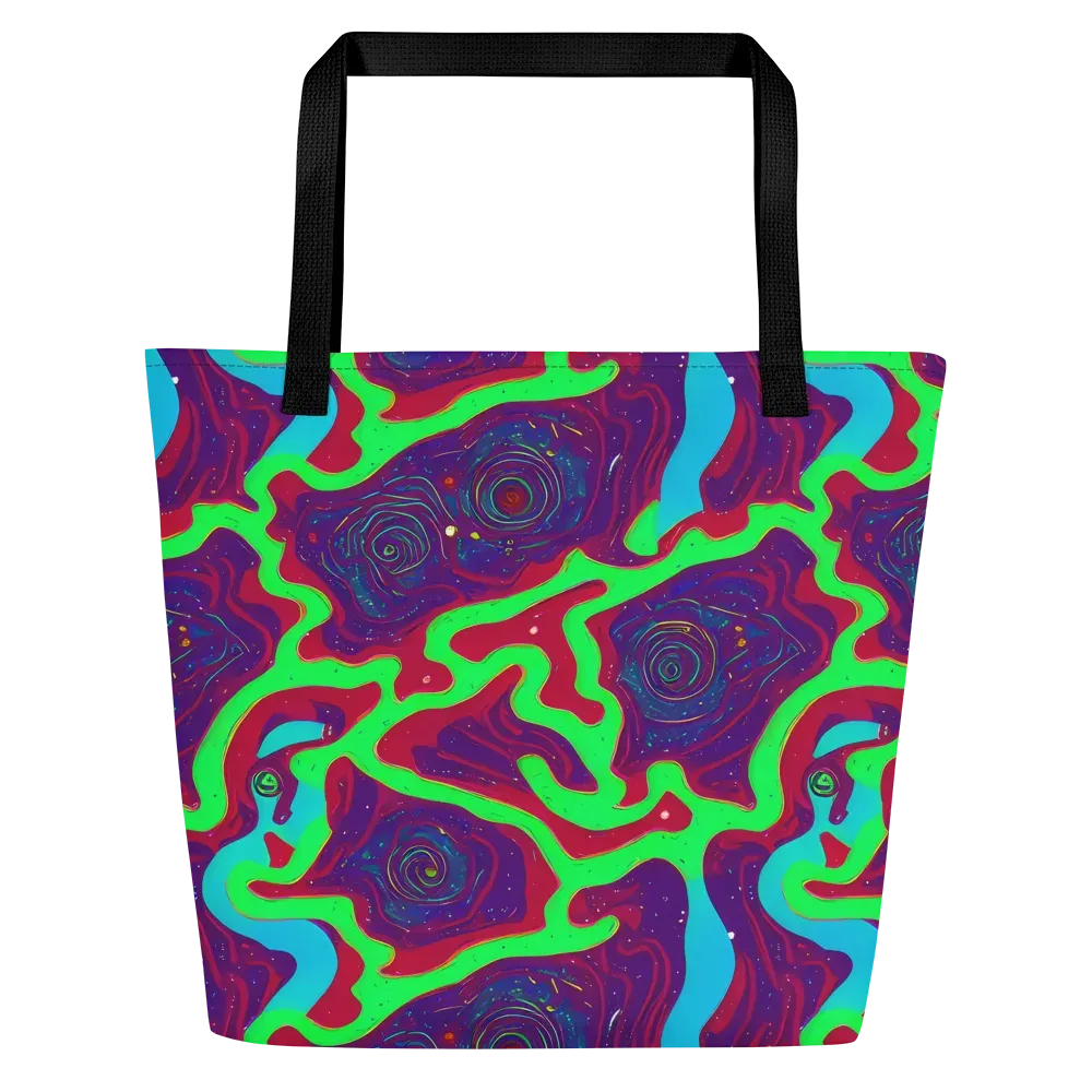 Neon Rose Riot on Large Tote Bag W/ Pocket — Front