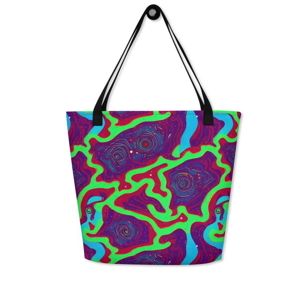 Neon Rose Riot on Large Tote Bag W/ Pocket — Front