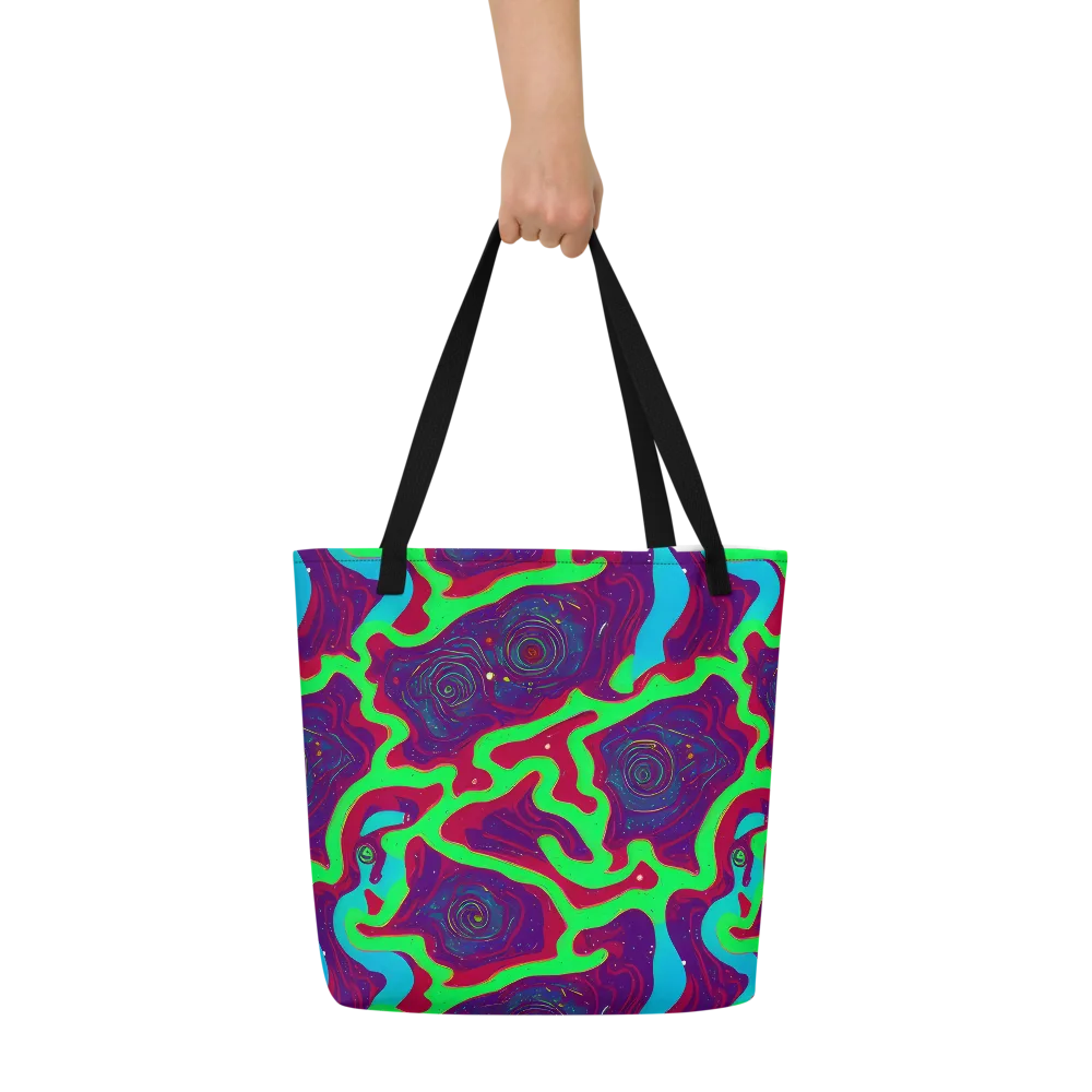 Neon Rose Riot on Large Tote Bag W/ Pocket — Front