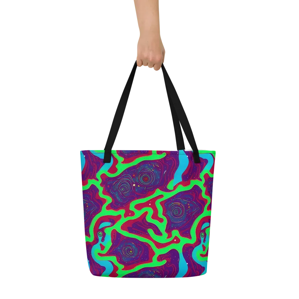 Neon Rose Riot on Large Tote Bag W/ Pocket — Front