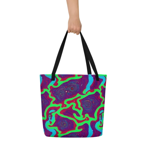 Neon Rose Riot on a Large Tote Bag W/ Pocket