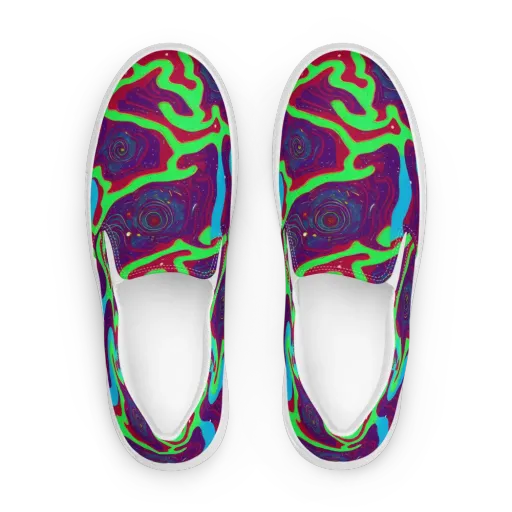 Neon Rose Riot on a Women's Slip-On Canvas Shoes