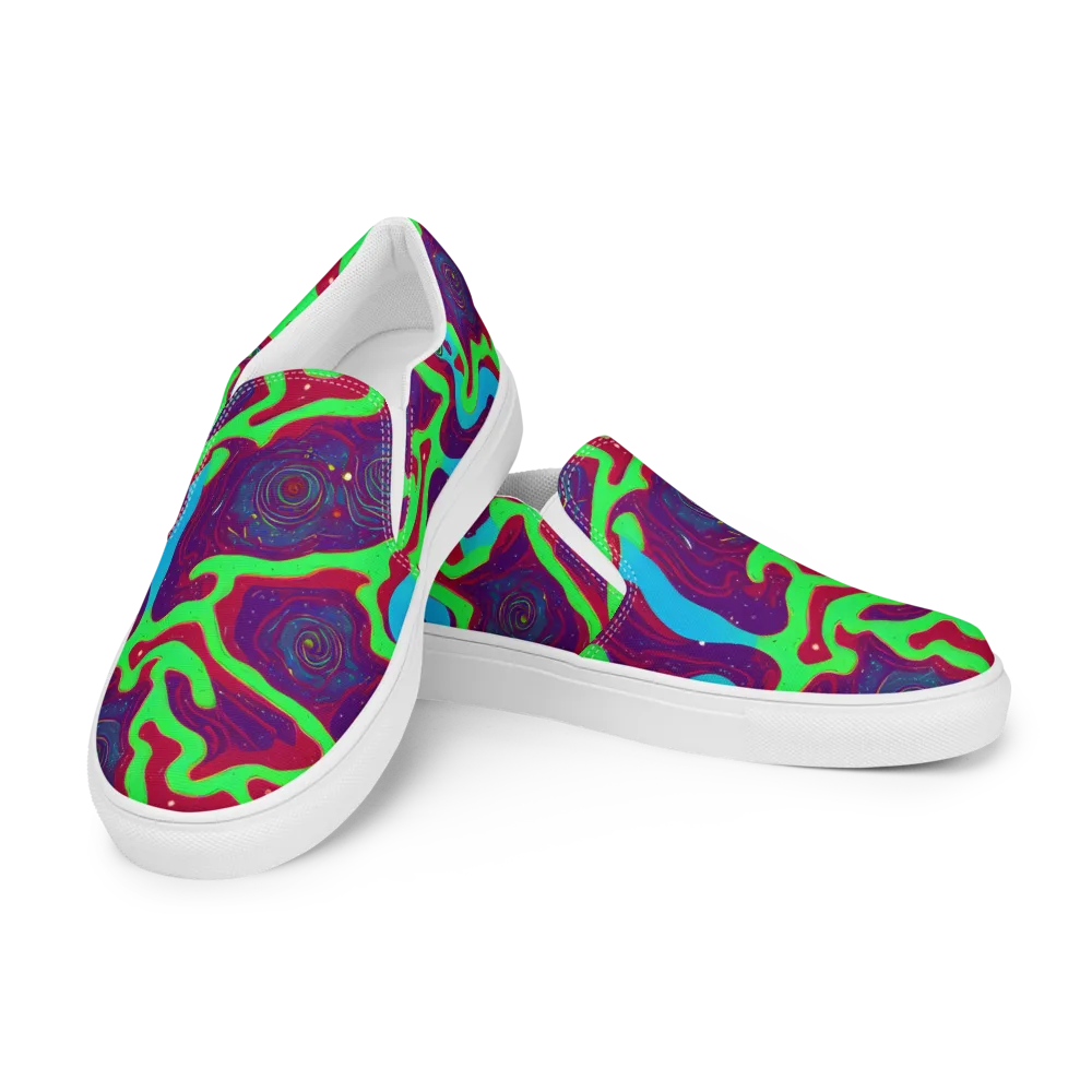 Neon Rose Riot on Women's Slip-On Canvas Shoes — Left Front