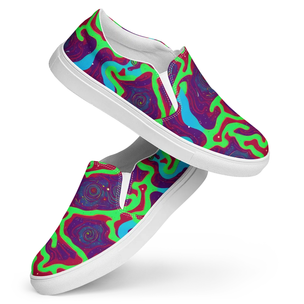 Neon Rose Riot on Women's Slip-On Canvas Shoes — Front