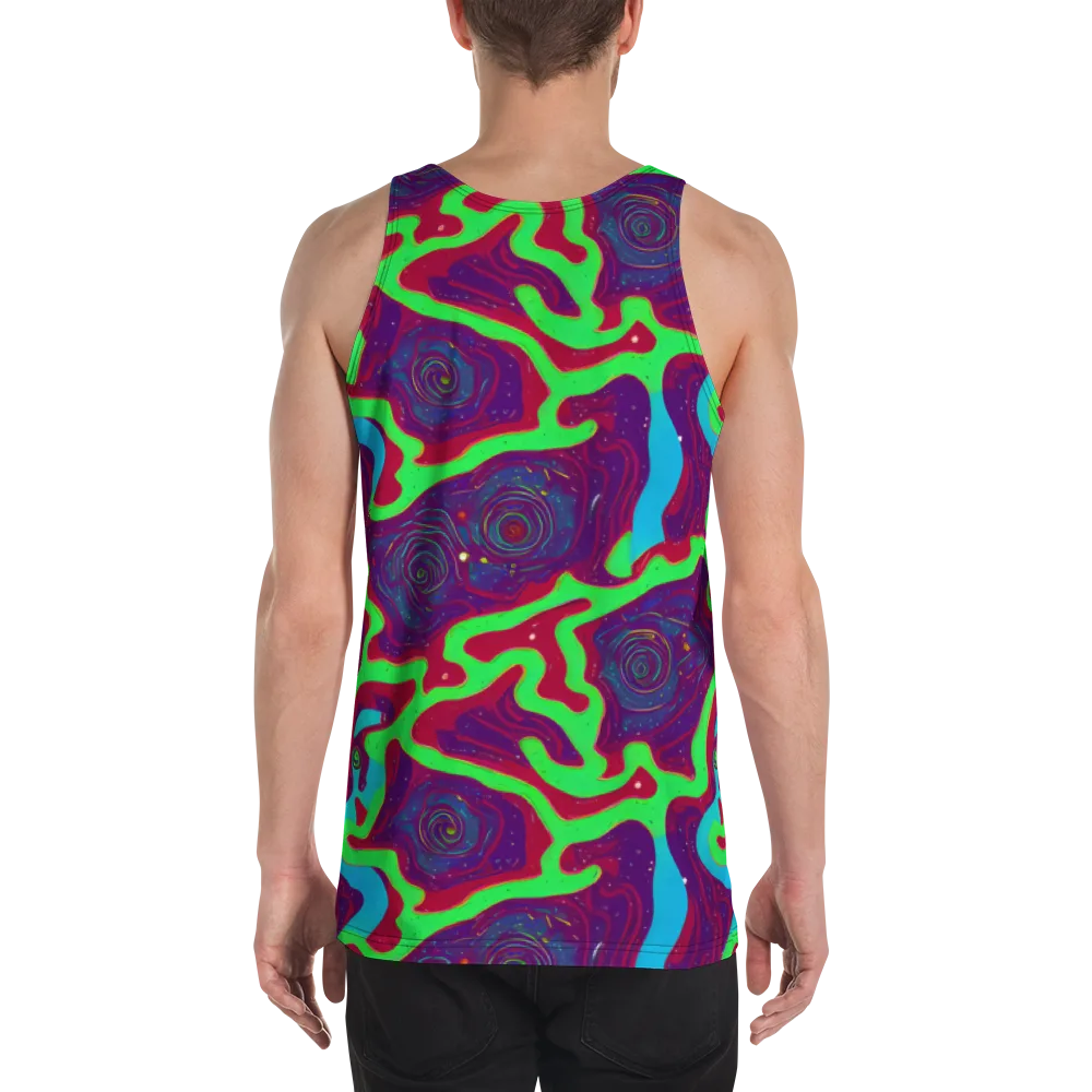 Neon Rose Riot on Men's Tank Top — Back