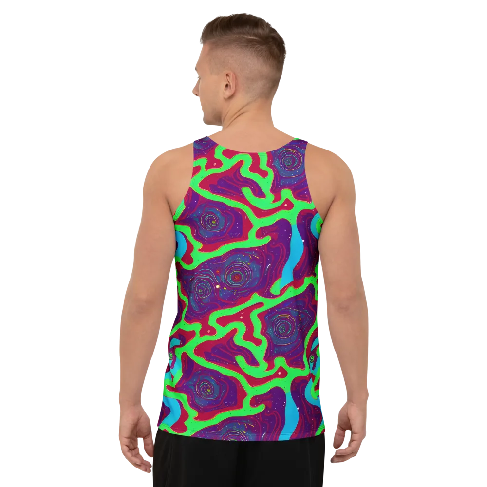 Neon Rose Riot on Men's Tank Top — Back